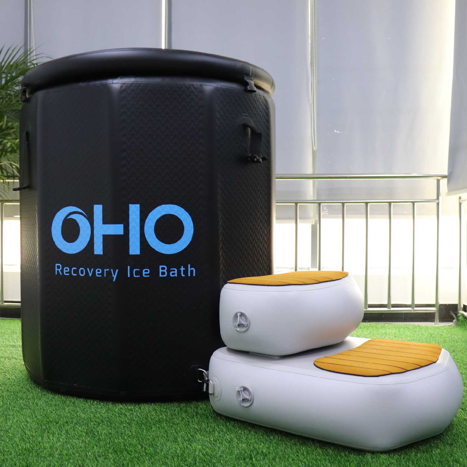 OHO Portable Durable Inflatable Dropstitch Ice Bath Barrel Cold Plunge Tub for 1-2 Person